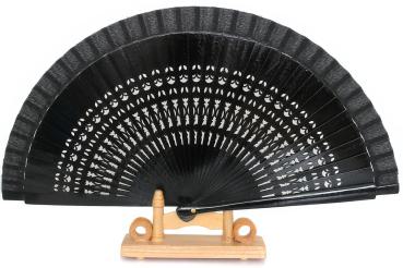 Holzfächer Handfächer Fächer Holz Dekofächer schwarz (03) -